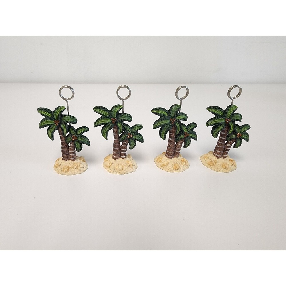 Set of 4 Beachy 4” Palm Trees Place Card Holders Dinner Party Wedding Table